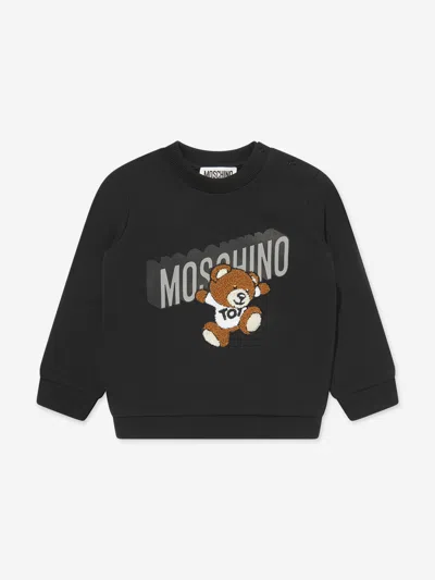 Moschino Babies' Teddy Bear 刺绣棉卫衣 In Black