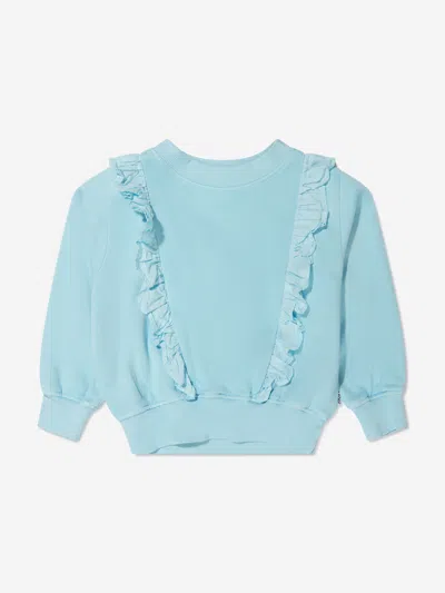 Molo Kids' Ruffled Organic-cotton Sweatshirt In Blue