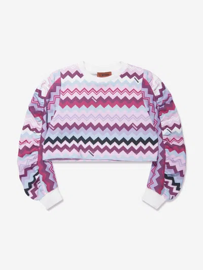 Missoni Kids' Purple Sweatshirt For Girl With Logo In Pink