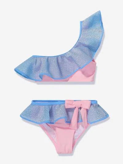Nessi Byrd Babies' Girls Pink Ruffle Bikini In Multicoloured