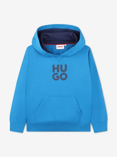 Hugo Kids' Logo-print Hoodie In Blue