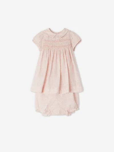 Bonpoint Babies' Joyeuse 弹性缩褶连衣裙套装 In Pink