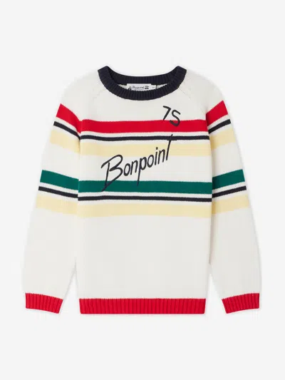 Bonpoint Teen Boys Cotton Knit Striped Jumper In White