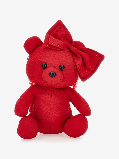 Monnalisa Kids' Teddy Bear Bow-detail Tote Bag In Red