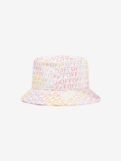 Off-white Kids' Logo-print Cotton Bucket Hat In Multicoloured