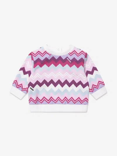 Missoni Babies' Zigzag-print Cotton Sweatshirt In Pink