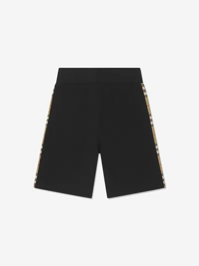 Burberry Boys Black Kids Nolen Check-panel Relaxed-fit Cotton-jersey Shorts 3-14 Years