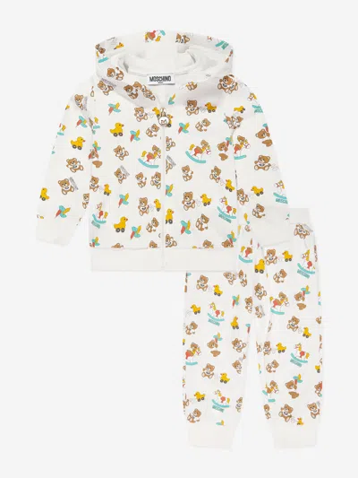 Moschino Babies' Teddy-print Tracksuit Set In Ivory