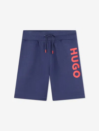 Hugo Kids' Logo-print Track Shorts In Blue