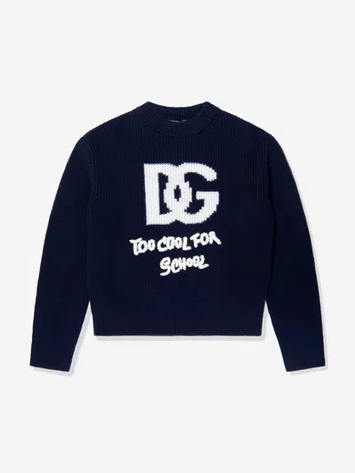 Dolce & Gabbana Kids' Logo-jacquard Virgin-wool Jumper In Green