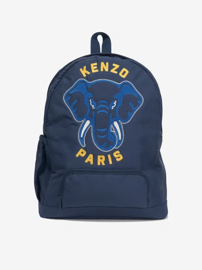 Kenzo Kids' Rucksack Logo-embroidered Backpack In Blue
