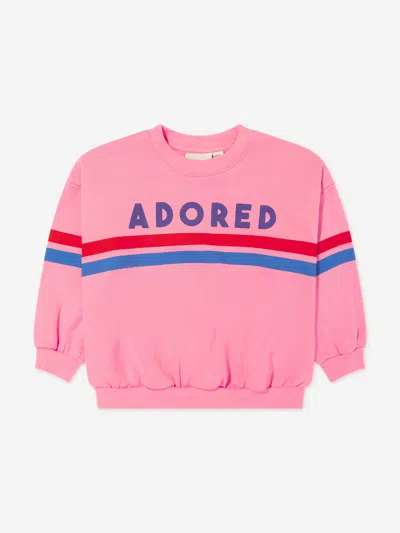 Mini Rodini Kids' Pink Sweatshirt For Baby Girl With Writing