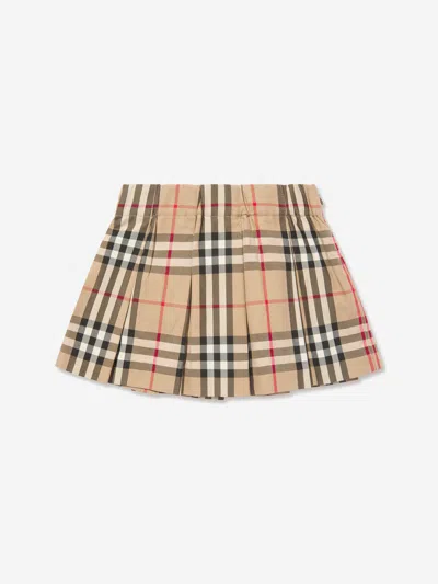 Burberry Baby Girls Beige Vintage Check Pleated Skirt