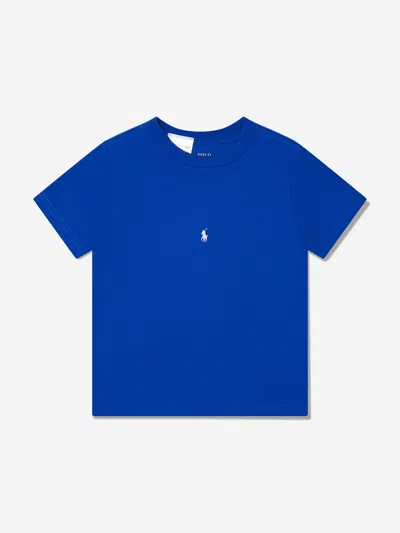 Ralph Lauren Kids' Embroidered-logo Cotton T-shirt In Blue