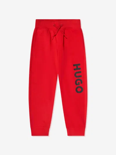 Hugo Kids' Logo-print Cotton Track Pants In Red