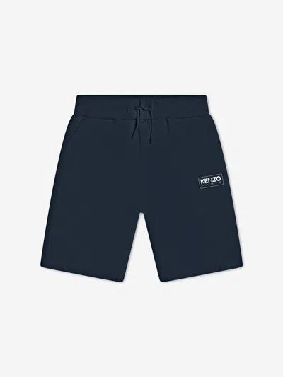 Kenzo Kids' Boy's Fleece Logo Bermuda Shorts In Blue