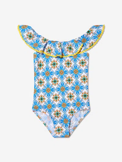 Nessi Byrd Kids' Fenty Geometric-print Swimsuit In Multicoloured