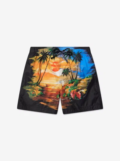 Dolce & Gabbana Kids' Graphic-print Swim Shorts In Black