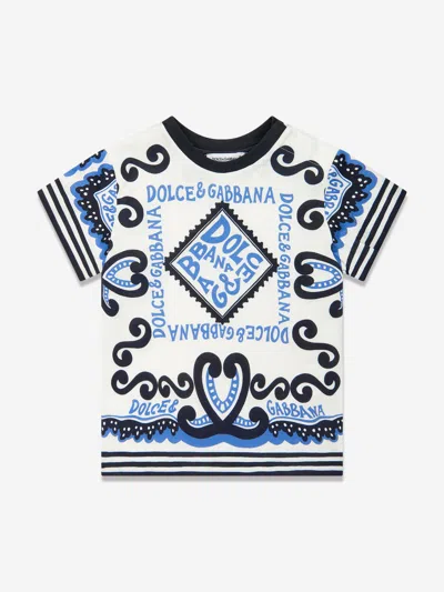 Dolce & Gabbana Kids' Marina-printed Crewneck T-shirt In Multicoloured