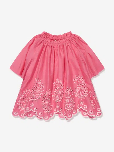 Zimmermann Kids' Junie Embroidered Cotton Top In Pink