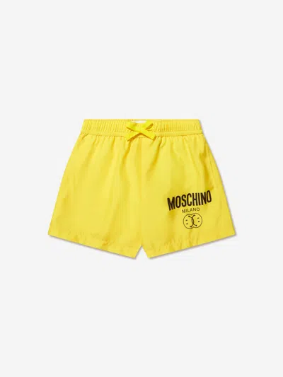 Moschino Smiley Logo-print Swim Shorts In Yellow