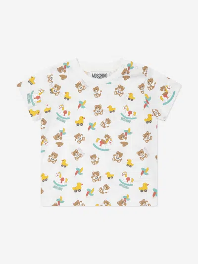 Moschino Babies' Teddy Bear-print Cotton T-shirt In Ivory