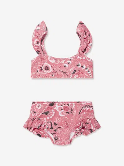 Etro Kids' Floral-print Ruffled Bikini In Pink