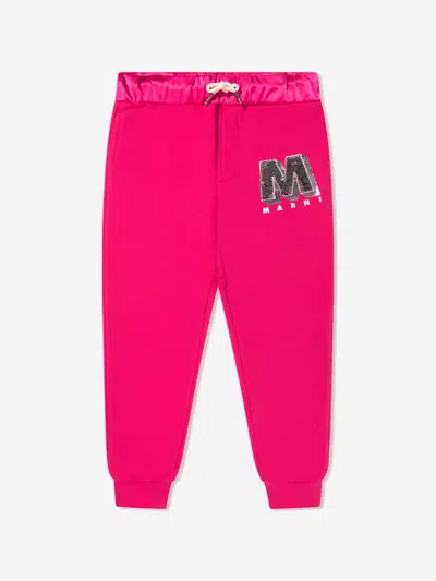 Marni Kids' Sequin-logo Jersey Track Trousers In Pink