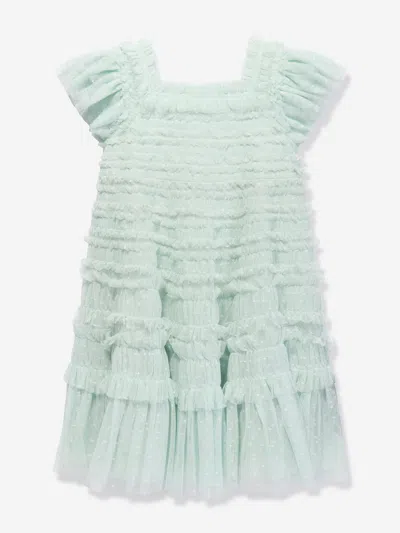 Needle & Thread Kids' Lisette Ruffled Tulle Dress In Green