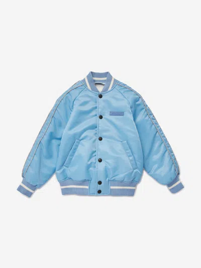 Palm Angels Kids' Logo-patch Bomber Jacket In Blue