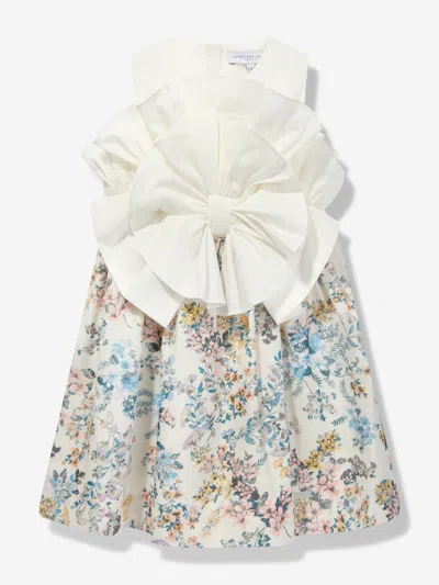 Jessie And James Kids' Bow-applique Floral-print Dress In Multicoloured