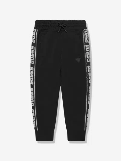 Guess Kids' Logo-print Cotton Track Trousers In Black