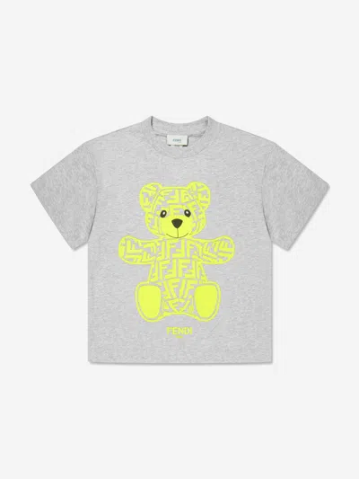 Fendi Logo Bear-print Cotton-jersey T-shirt 8-12 Years In Grey