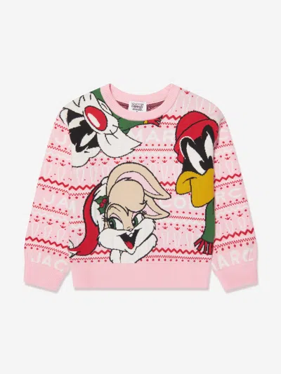 Marc Jacobs Kids' X Looney Tunes Intarsia-knit Sweatshirt In Pink