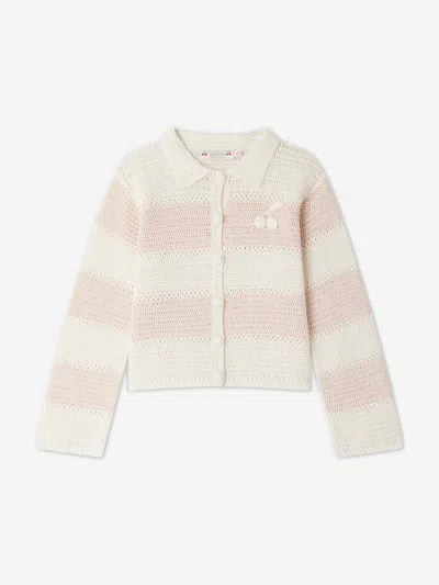 Bonpoint Kids' Chunky-knit Cotton Cardigan In Pink
