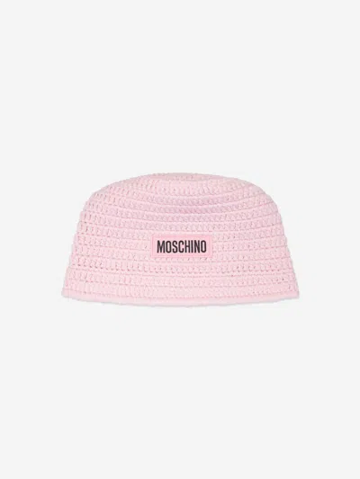 Moschino Kids' Logo-appliqué Woven Hat In Pink