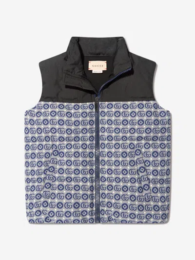 Gucci Babies' Gg-jacquard Panelled Gilet In Blue