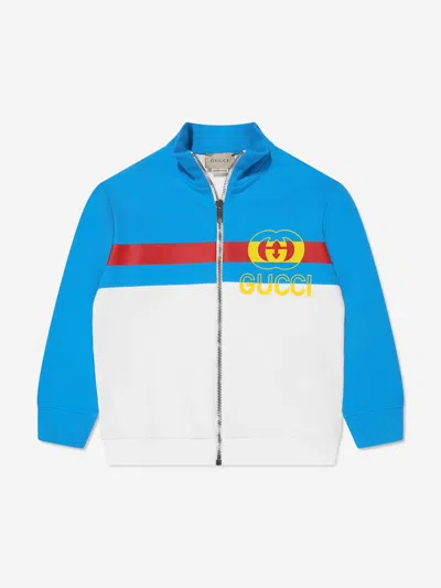 Gucci Baby Boys Logo Zip Up Top In Ivory