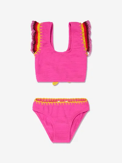 Nessi Byrd Babies' Girls Suma Frill Sleeve Bikini In Pink