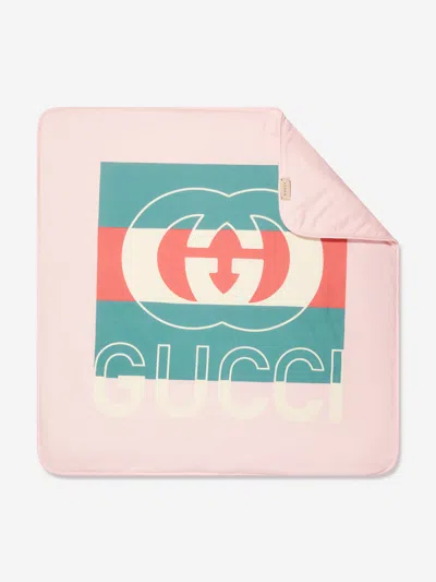 Gucci Baby Girls Logo Blanket In Pink