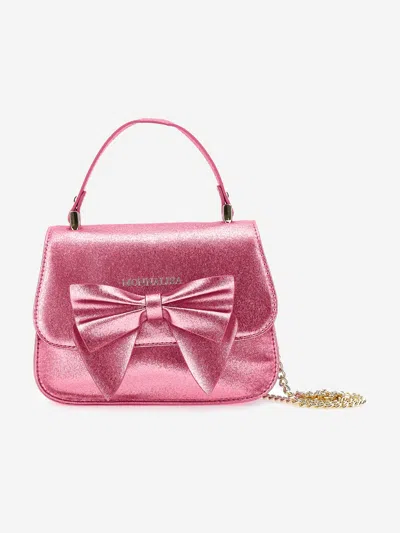 Monnalisa Girls Glitter Bow Handbag In Pink