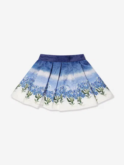 Monnalisa Babies' Girls Floral Faded Skirt In Blue