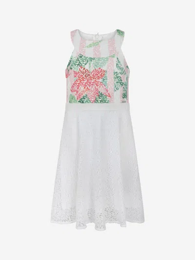 Guess Kids' Girls Dress - & Pink Lace Dress 7 Yrs White