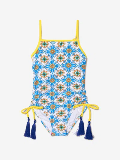 Nessi Byrd Kids' Girls Cardelia Patterned Swimsuit In Multicoloured