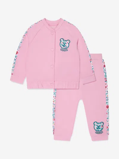 Guess Baby Girls Tracksuit In Pink
