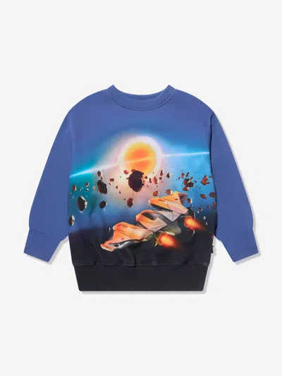 Molo Kids' Boys Space Flight Sweatshirt In Blue