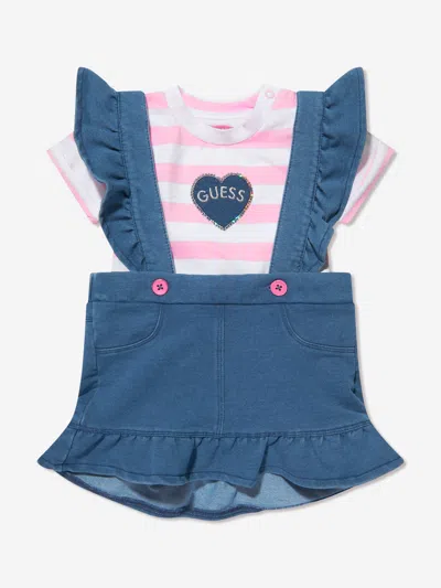 Guess Baby Girls Pinafore Skirt Set In Multicoloured