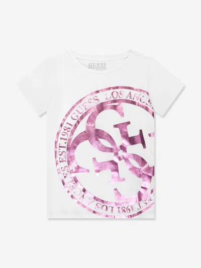 Guess Kids' Girls Logo Print T-shirt In White