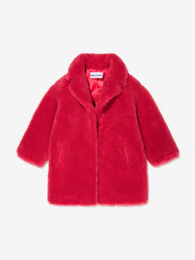 Stand Studio Babies' Girls Faux Fur Camille Cocoon Mini Coat 8 Yrs Red