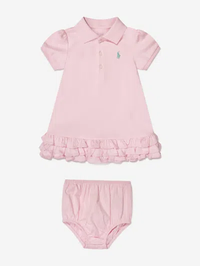 Ralph Lauren Baby Girls Ruffle Polo Dress In Pink